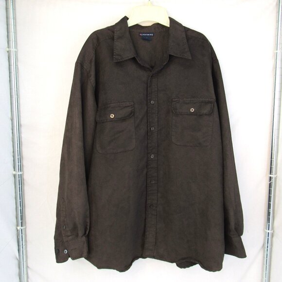 Knightsbridge Men's Brown Suede Cloth Long Sleeve Button Up Collared Shirt Sz XL - Picture 1 of 9